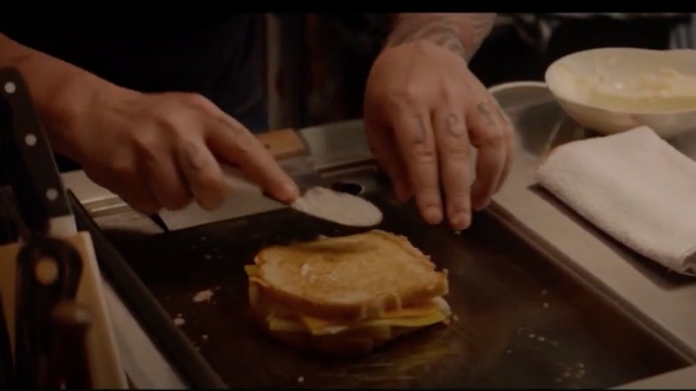 Chef grilled cheese sandwich scene