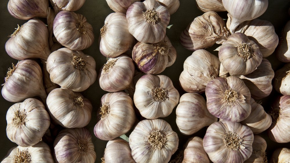 Garlic on a wooden board