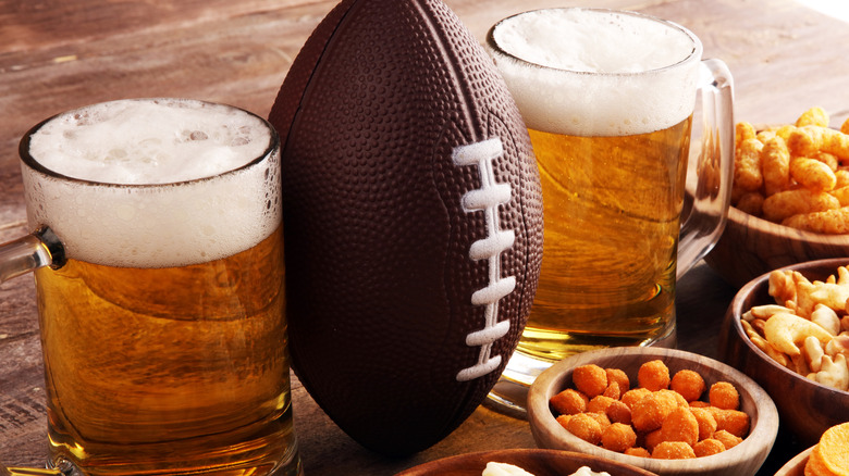 Football, beer, and snacks