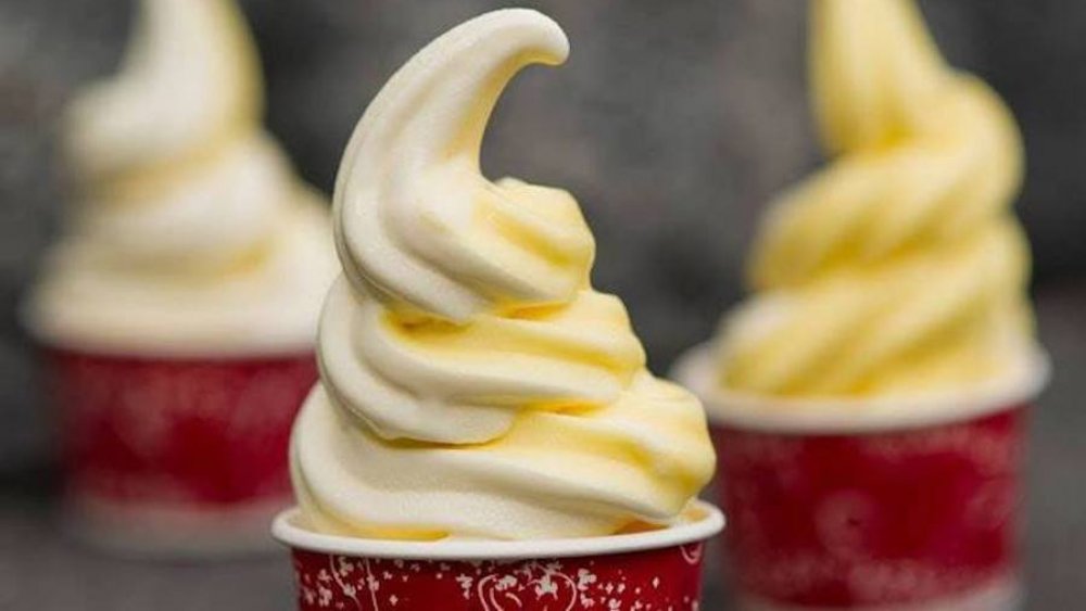 soft serve dole whip with swirl in red cup