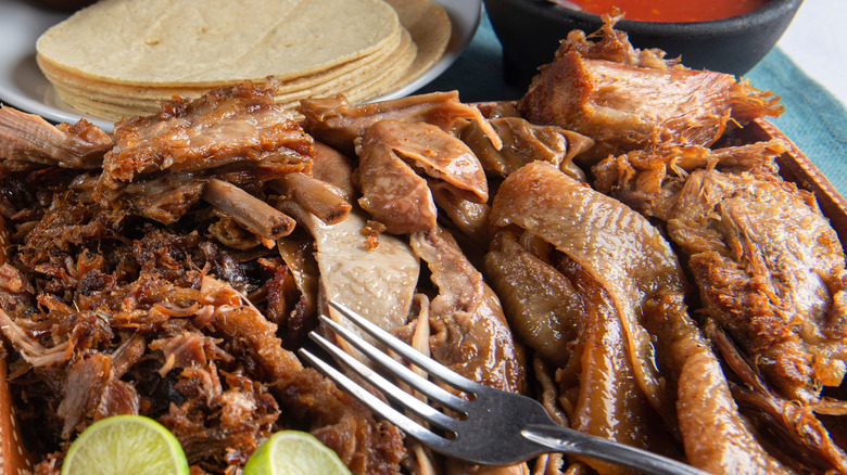 Carnitas with a fork