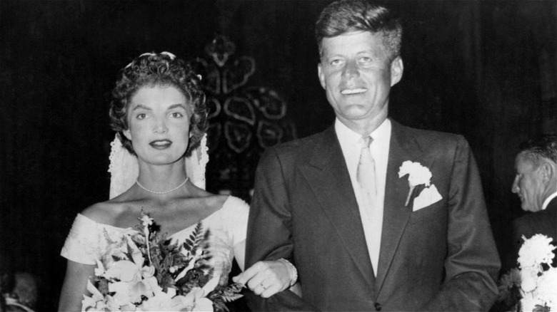 JFK and wife jackie kennedy on their wedding day