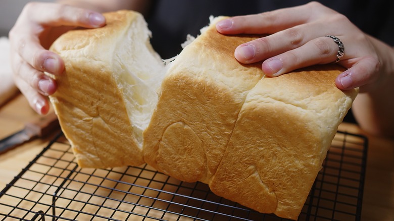 fluffy bread with hands 