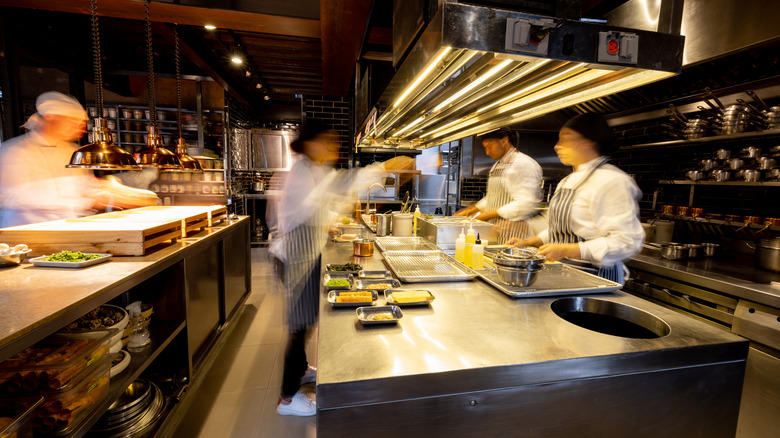 Busy commercial kitchen