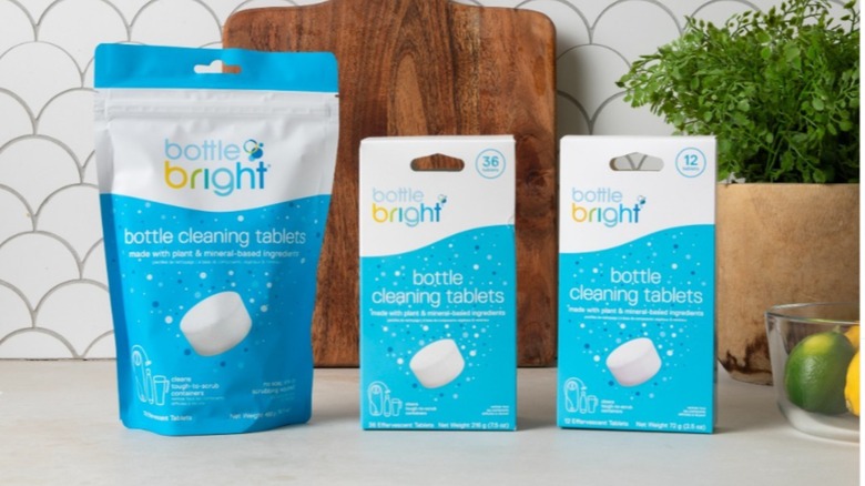 Bottle Bright packages on counter