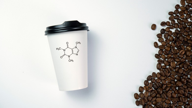 Coffee cup with caffeine formula