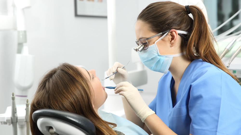 Woman at dentist's office
