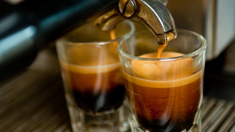 Pair of espresso shots in glass