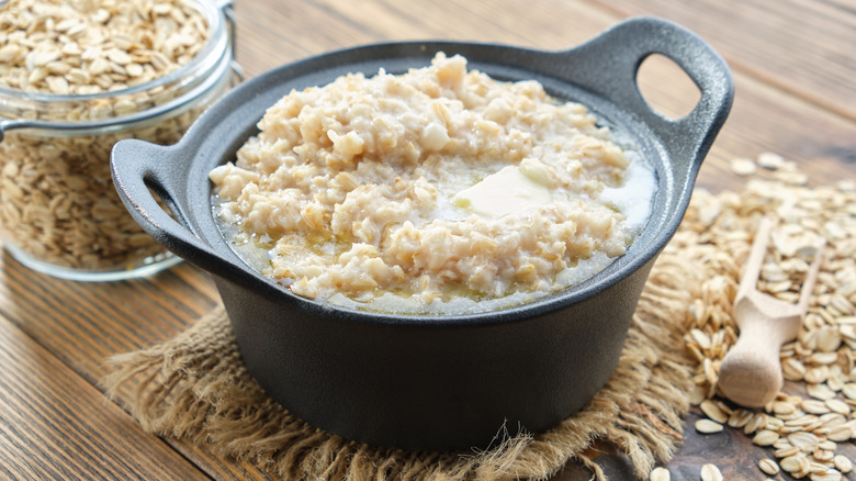 Bowl of oatmeal with oats