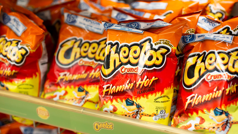 flamin hot cheetos grocery store shelf