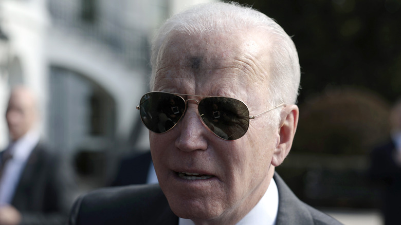 Joe Biden with lenten ashes forehead
