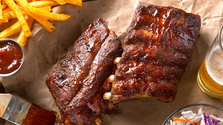 Cooked baby back ribs