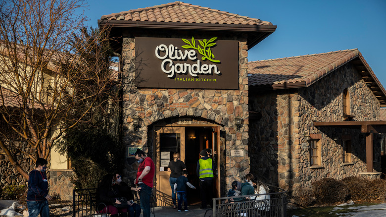 Outside an Olive Garden restaurant