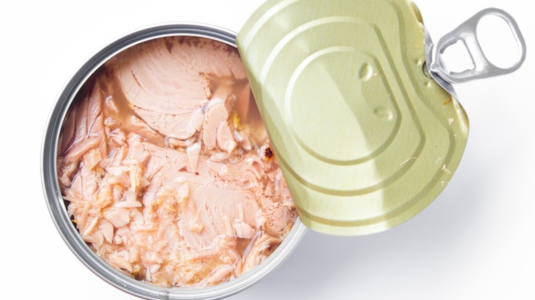 open container of canned fish