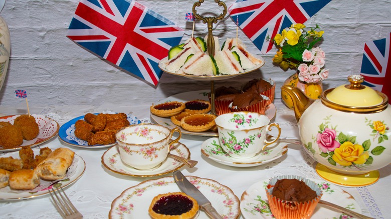 A spread of traditional English foods