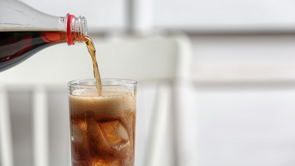 Coca-Cola poured into glass