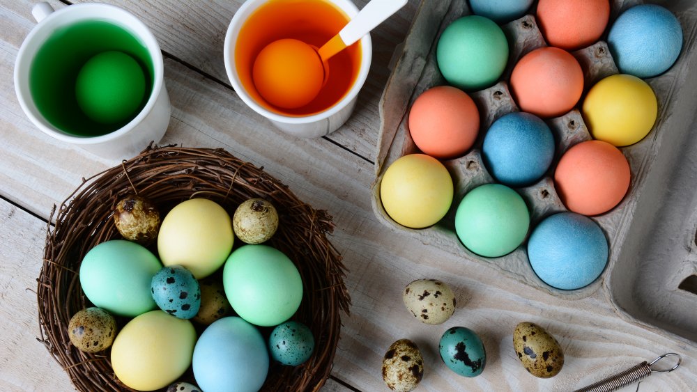 dyeing easter eggs