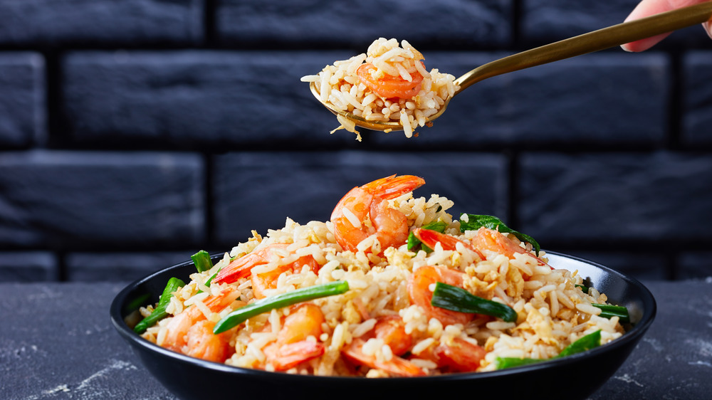 Shrimp fried rice in bowl