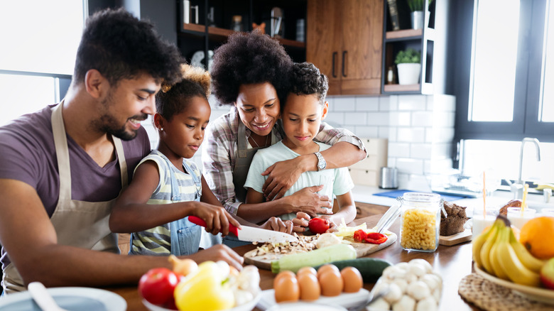 family cooking together