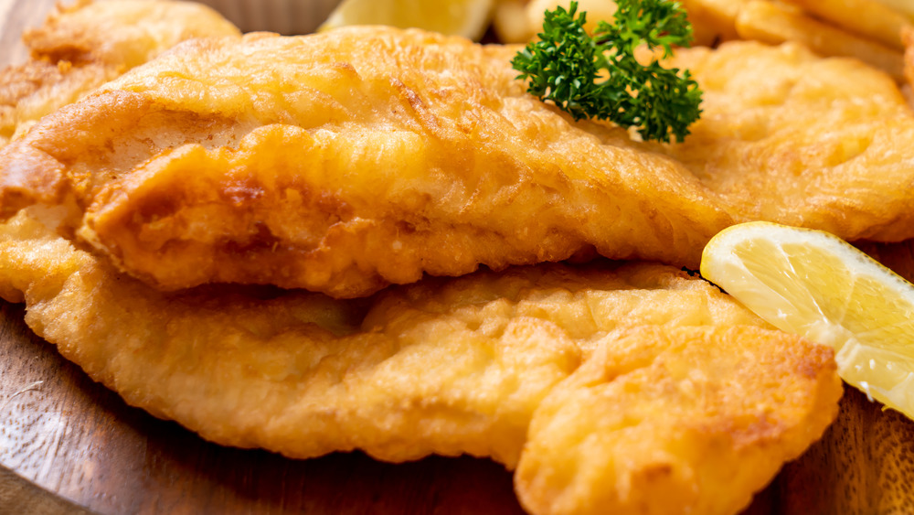 Fried fish with lemon slice