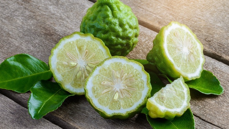 Makrut limes and fresh lime leaves