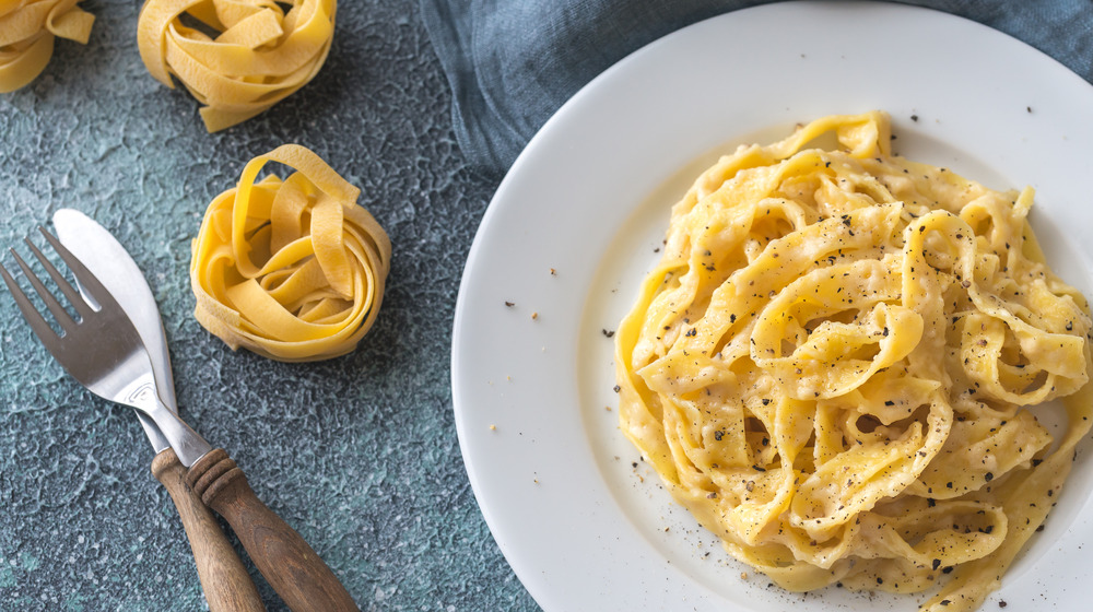 Fettucine Alfredo on a plate