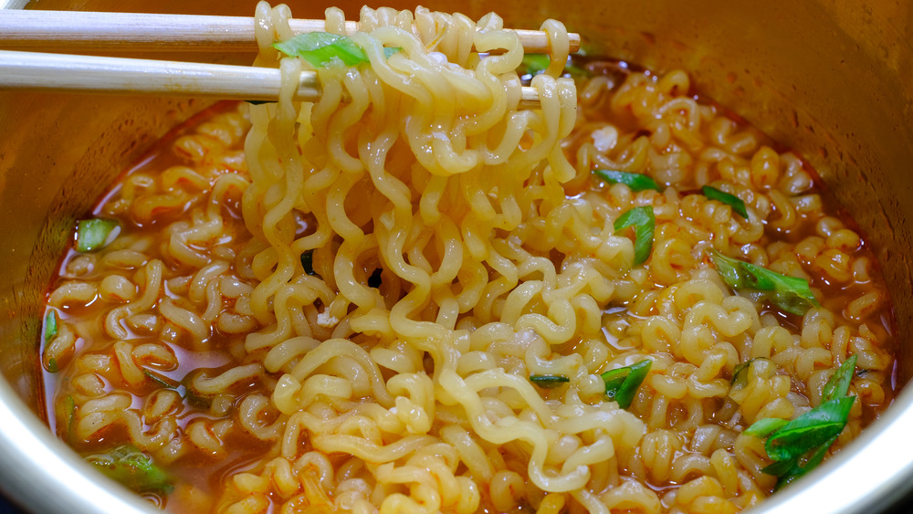 Closeup of instant ramen