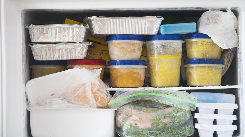 Freezer full of frozen food