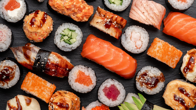 Assortment of sushi and nigiri