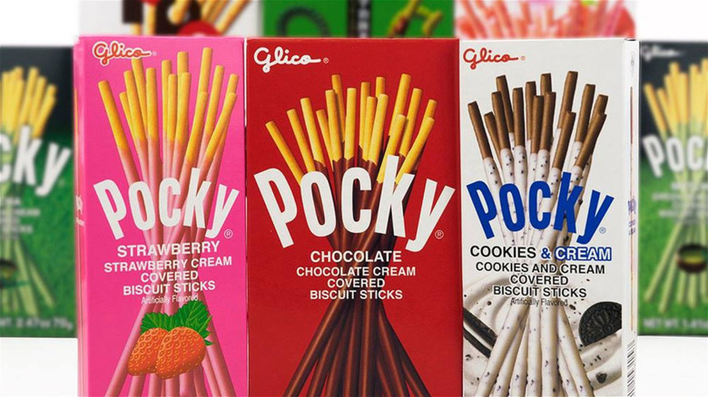 boxes of assorted flavors of pocky