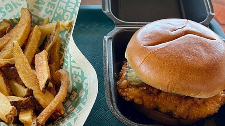 Wingstop chicken sandwich and fries