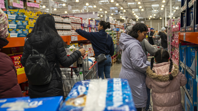 shoppers in Costco