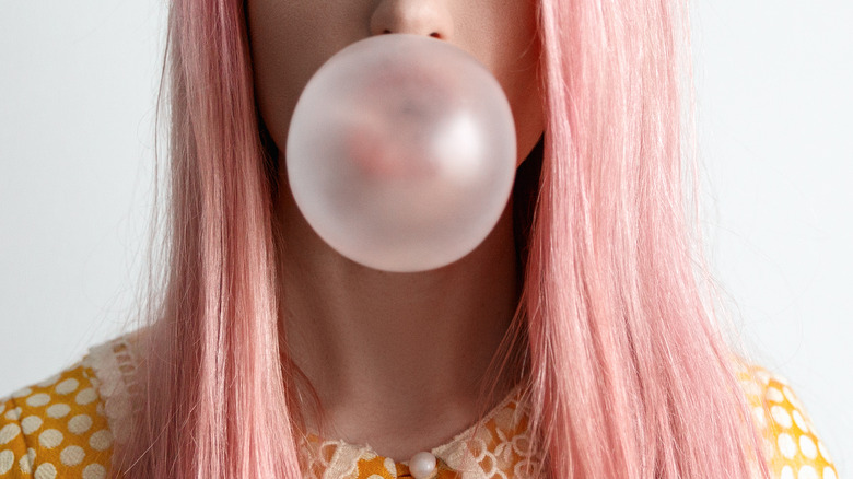 Blowing bubblegum