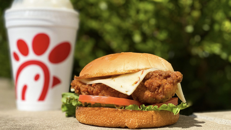 Chick fil A sandwich and drink
