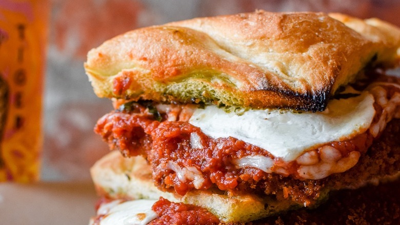 A close up of the chicken Parmesan sandwich from Raduno