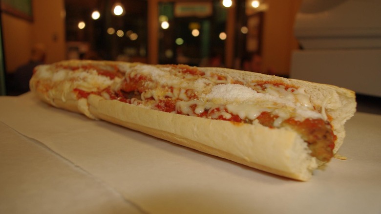 A long chicken Parmesan sub