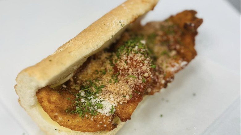 The whole chicken Parmesan sandwich with marinara from Presto Craft Kitchen