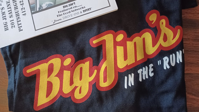 A t-shirt with the Big Jim's logo on the front