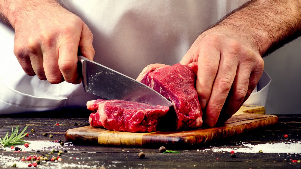 Butcher and meat