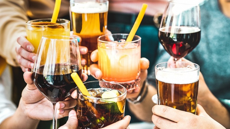 group toasting drinks