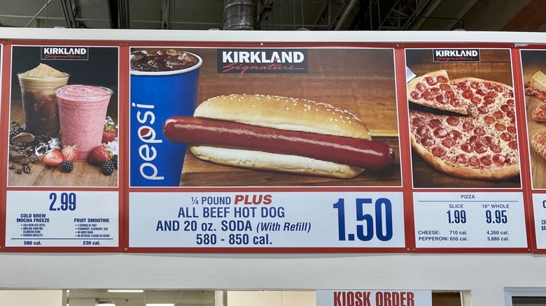 sign for hot dogs at Costco food court