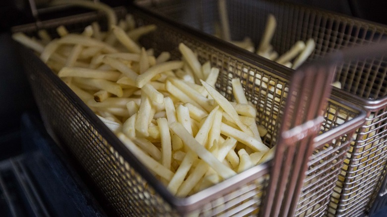 Fryer basket of McDonald's fries