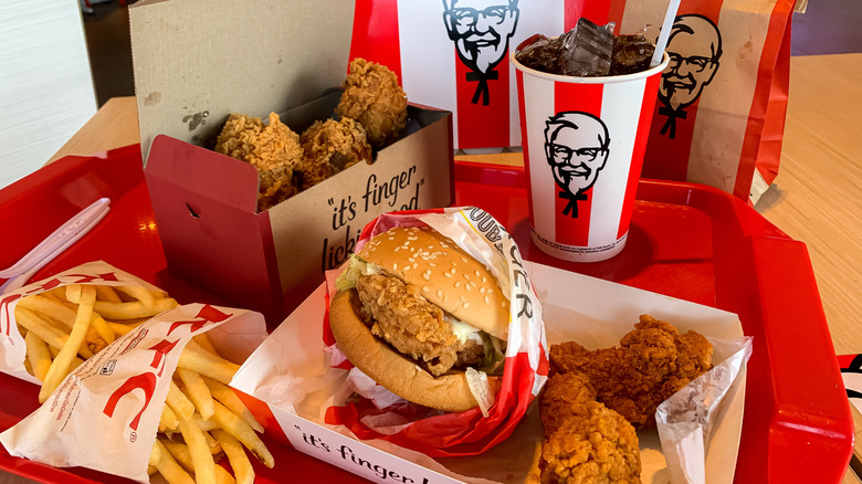 kfc fried chicken chicken sandwich french fries coke