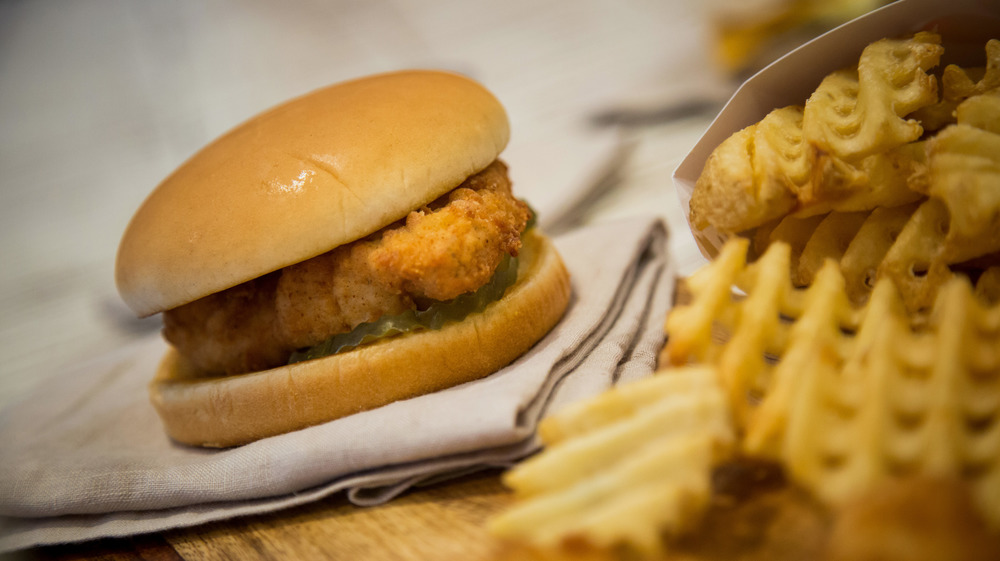 Chick-fil-A sandwich and waffle fries