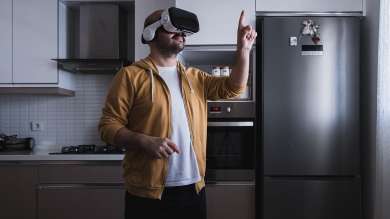Man wearing virtual headset