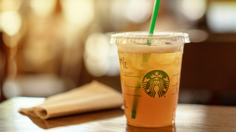 Starbucks iced tea on a table