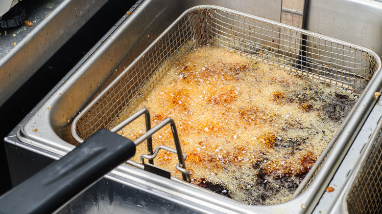 Cooking with oil in fryer