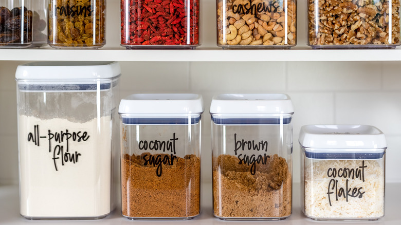 Pantry staples in rectangular containers 