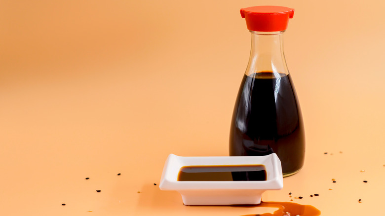 Small bottle of soy sauce