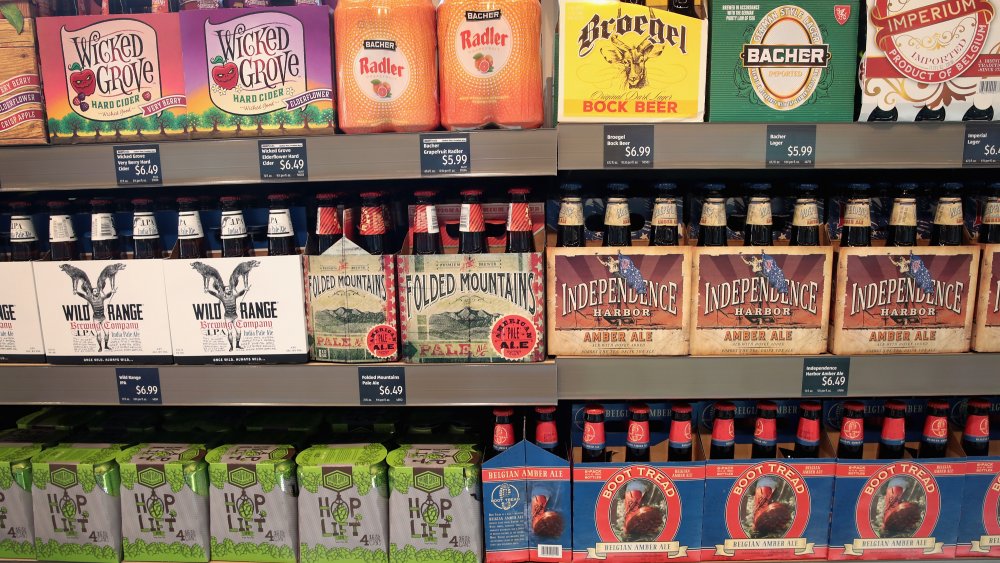 shelves of beer at an Aldi